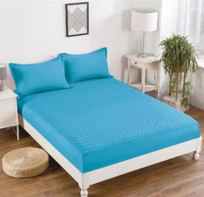 CUBRECOLCHÓN MICROFIBRA CELESTE LISO IMPERMEABLE KING 180X200 - 1