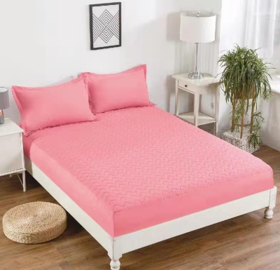 CUBRECOLCHÓN MICROFIBRA ROSADO LISO IMPERMEABLE KING 180X200 - 1