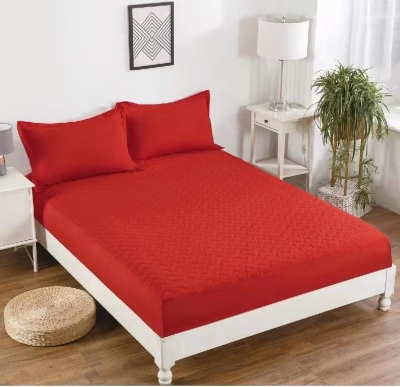 CUBRECOLCHÓN MICROFIBRA ROJO LISO IMPERMEABLE 2 PLAZA - 1
