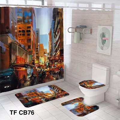 CORTINA DE BAÑO DE TELA MAS FORRO IMPERMEABLE - 2
