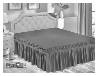 FALDÓN CAMA KING MICROFIBRA GRIS QUILT 180X200 - 1