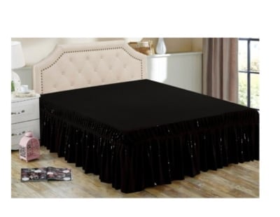 FALDÓN CAMA KING MICROFIBRA NEGRO QUILT 180X200 - 1