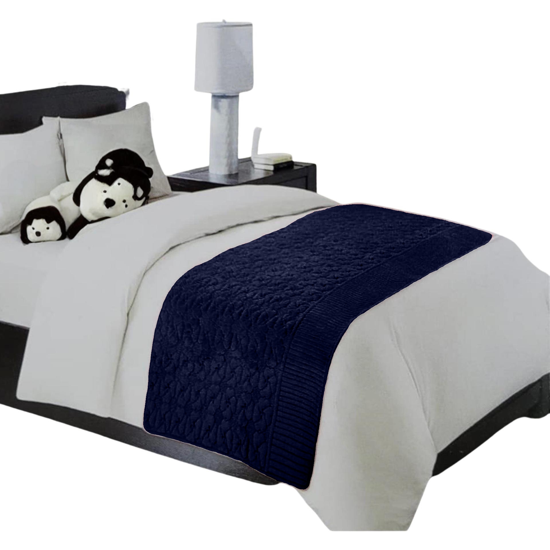 PIECERA CAMA TELA PLUSH GENERO REVERSIBLE 220 X 95 CM AZUL - 1