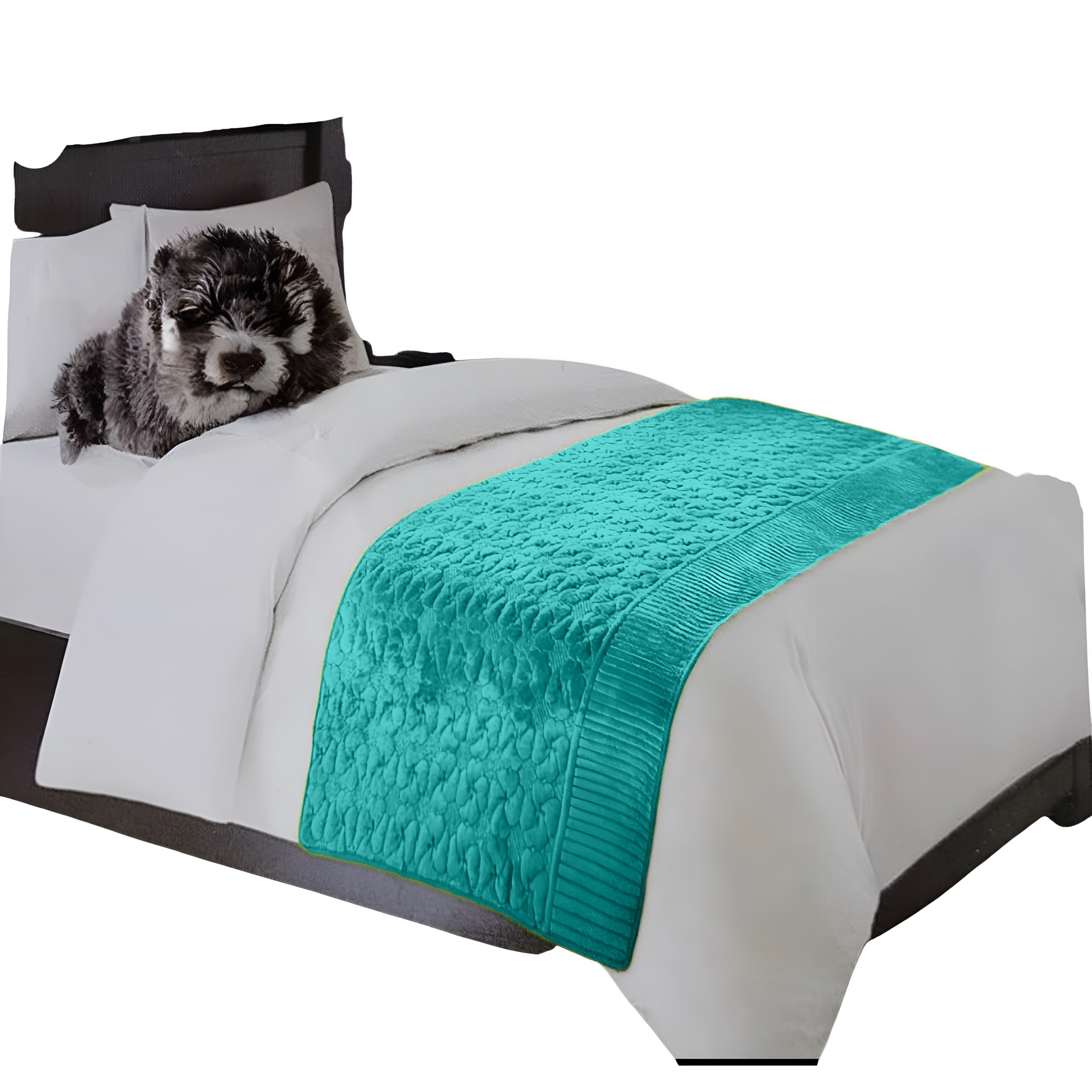 PIECERA CAMA TELA PLUSH GENERO REVERSIBLE 220 X 95 CM TURQUESA - 1