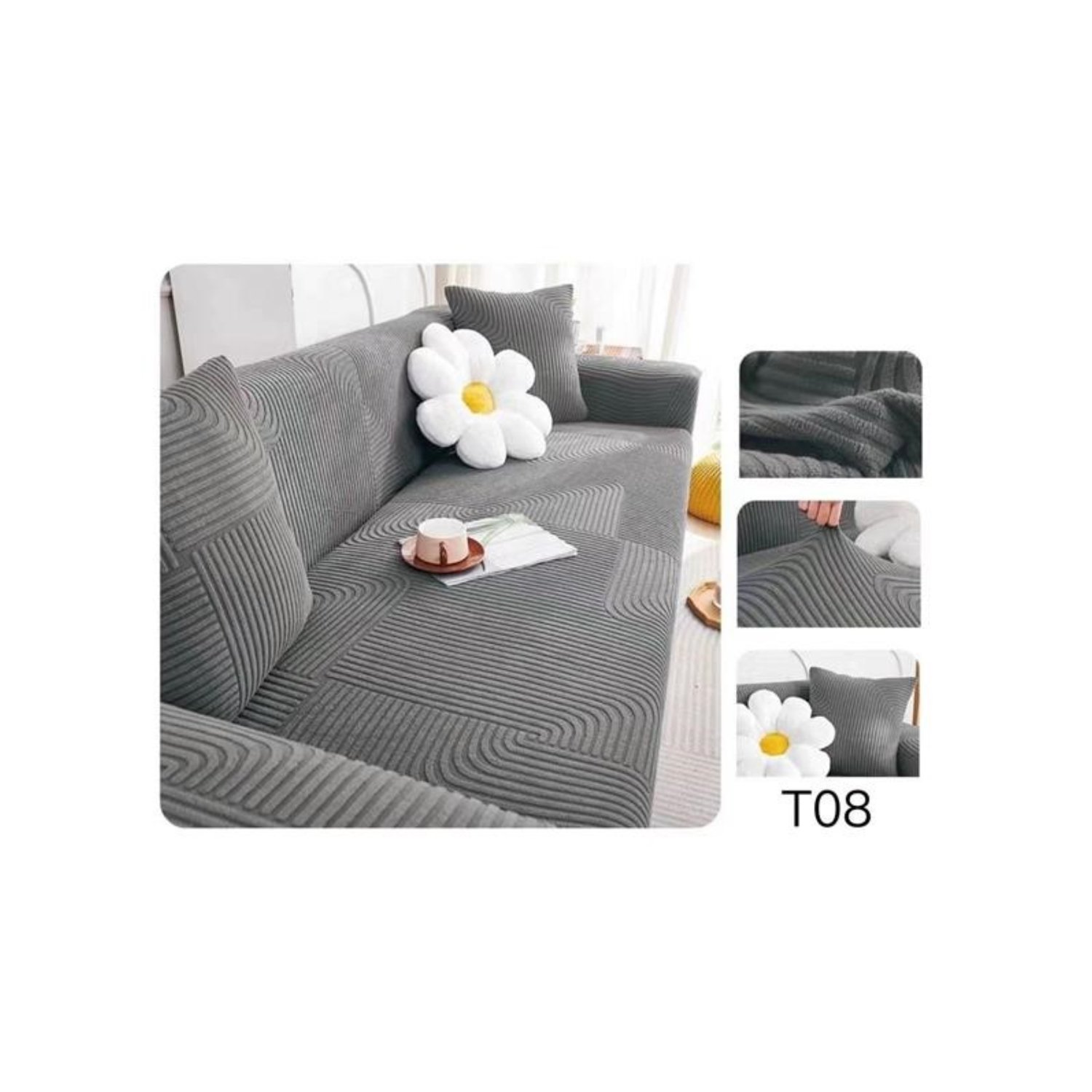 FUNDA DE SOFÁ TEXTURIZADA Y ELASTICADAS 2 CUERPO - 1
