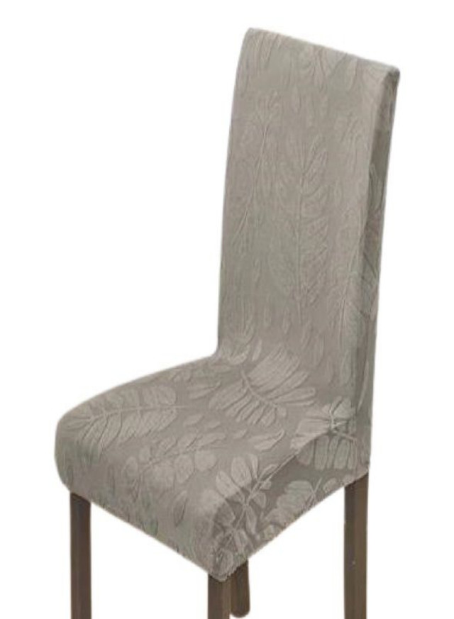 CUBRE SILLA CON DISEÑO HOJA BEIGE - 2