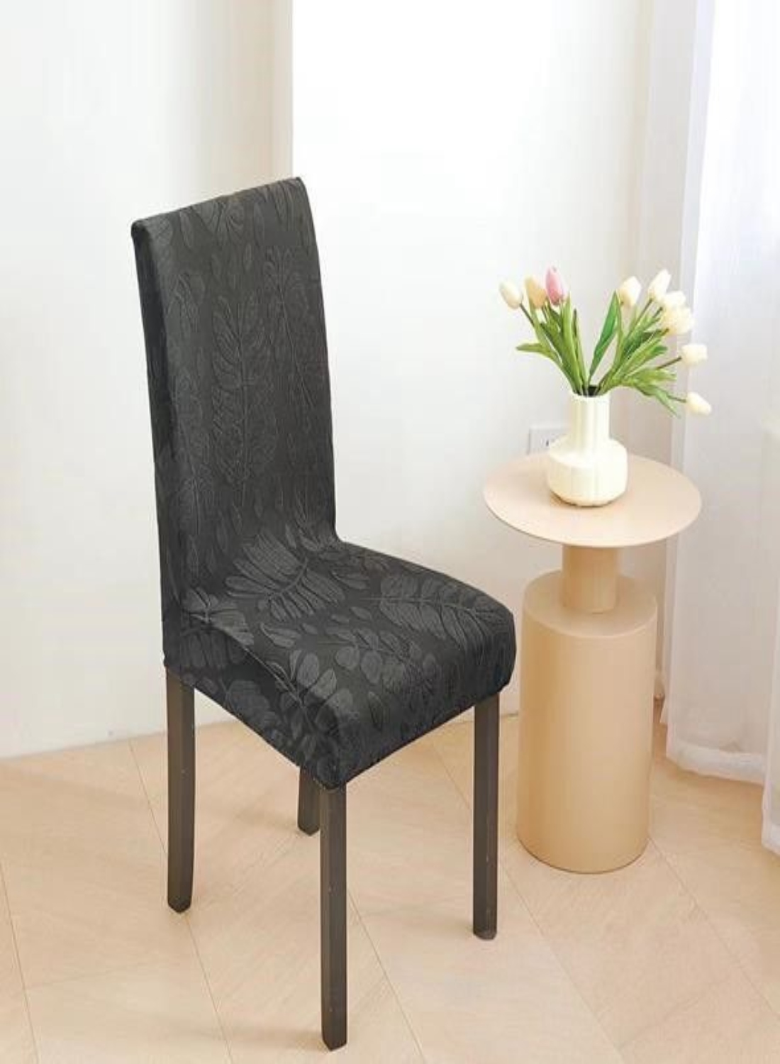 CUBRE SILLA CON DISEÑO HOJA GRIS - 3