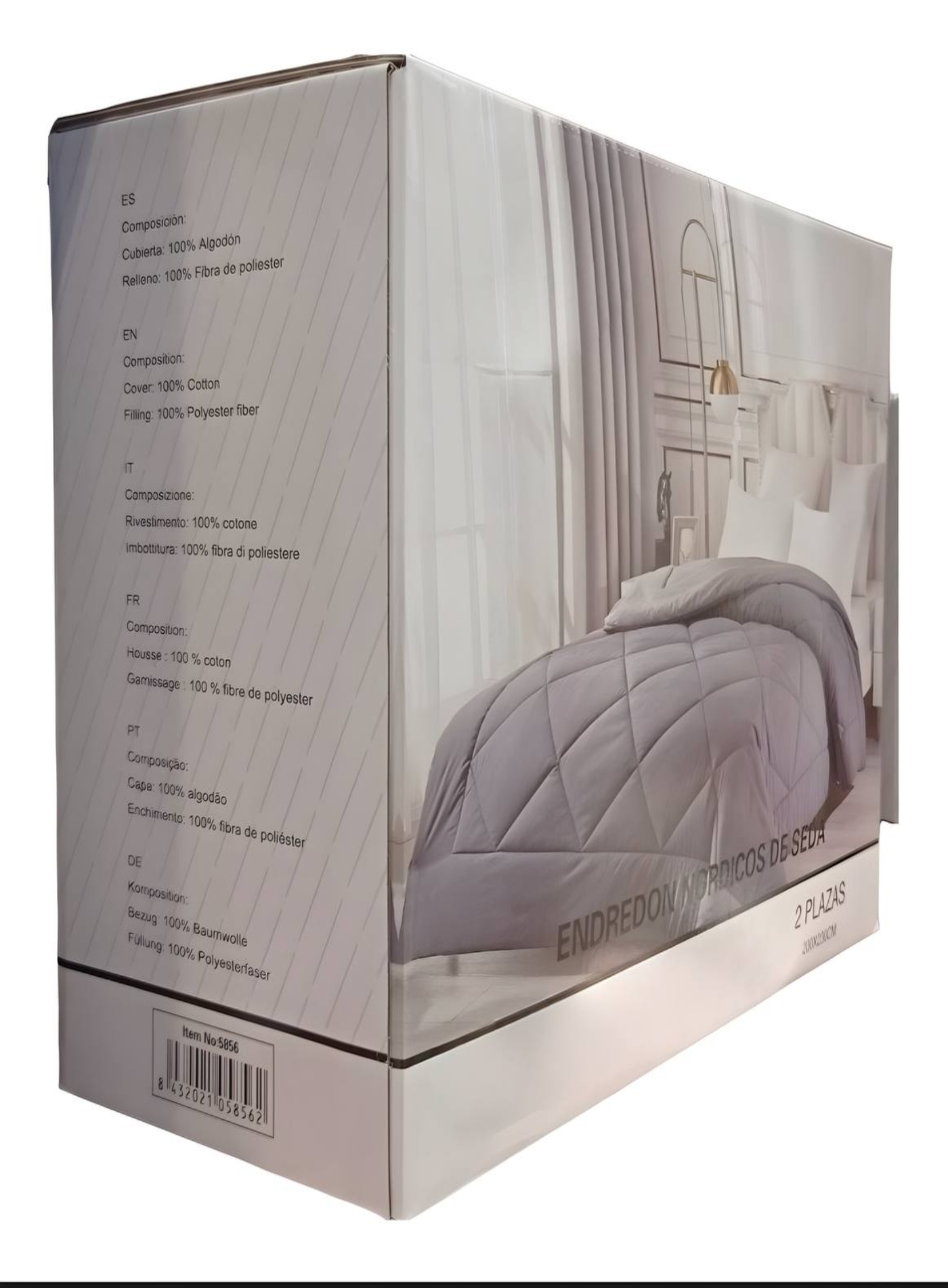PLUMÓN 1.5 PLAZAS SEDA GRIS LISO NORDICO 200X230CM - 6