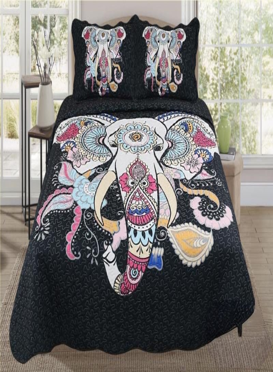 CUBRECAMA 1.5 PLAZAS MULTICOLOR QUILT VERANO - 3