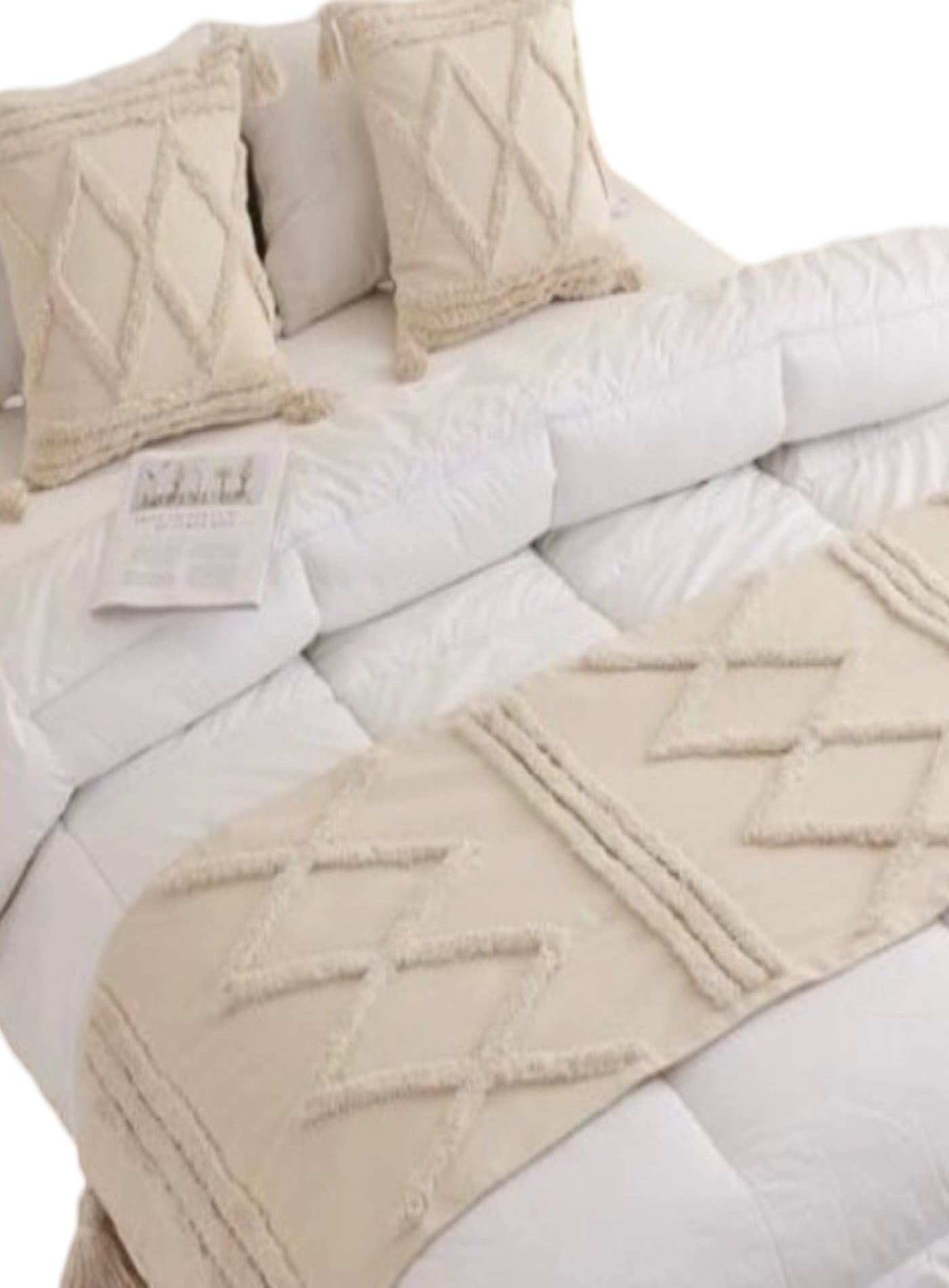 SET PIECERA 210 X 70 CM BEIGE + 2 FUNDAS BOHO ELEGANTES - 2