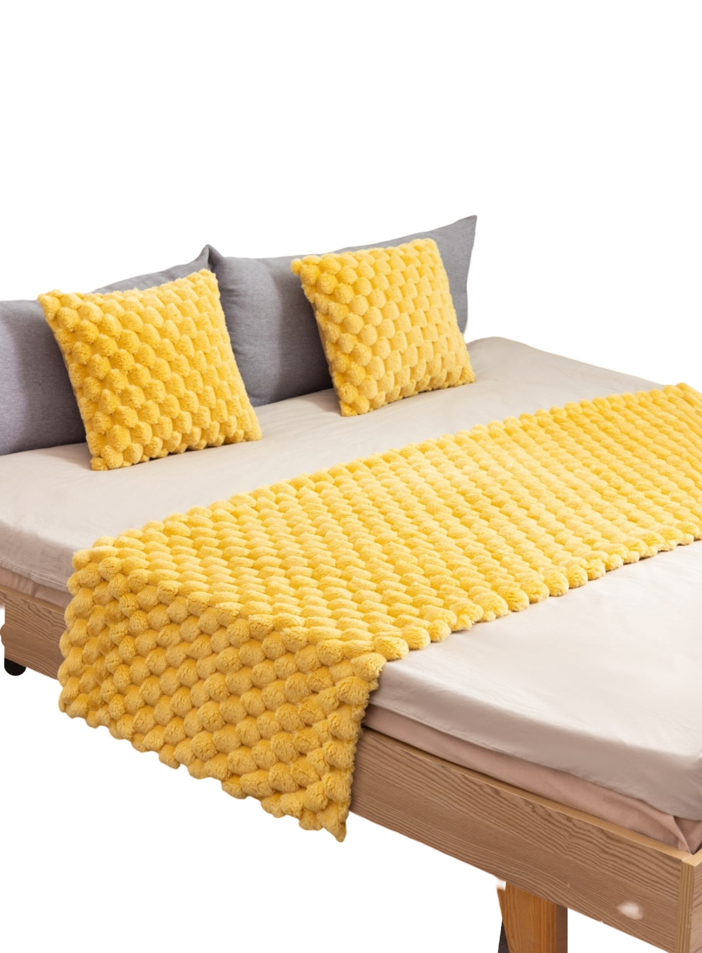 PIECERA ESTILO PERLA ELEGANTE SIN FUNDAS 190 X 70 CM PLUSH AMARILLO - 1