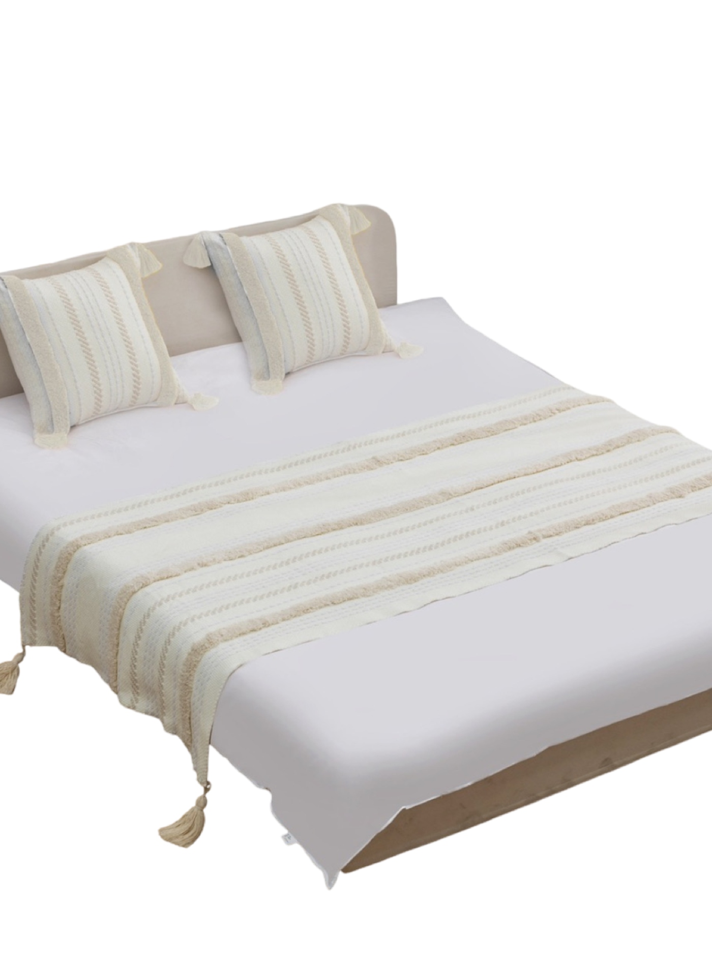 PIECERA BOHO ELEGANTE SIN FUNDAS 210 X 70 CM BEIGE - 1