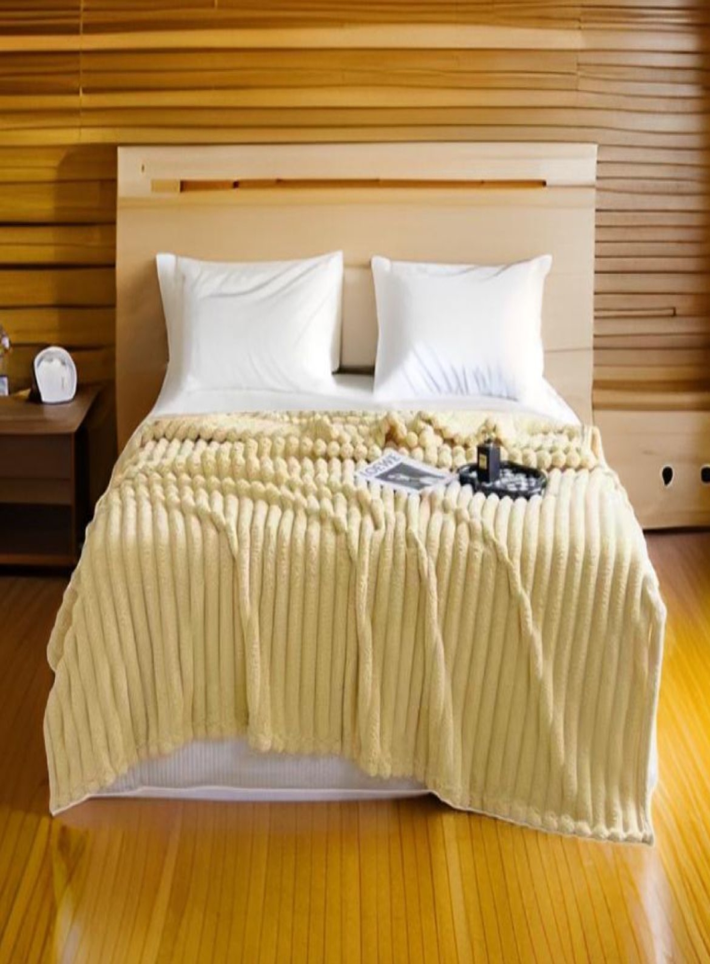 FRAZADA DE PLUSH Y SHERPA ELEGANTE - 3
