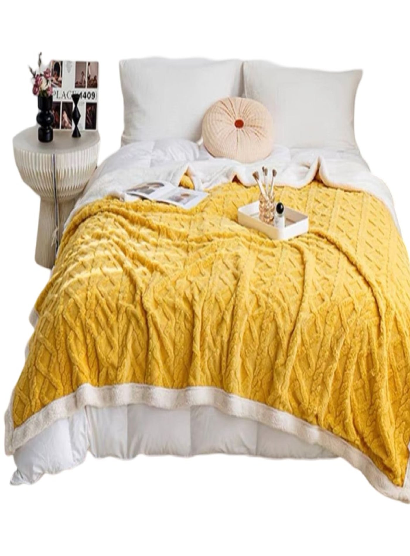 FRAZADA DE PLUSH Y SHERPA ELEGANTE - 1