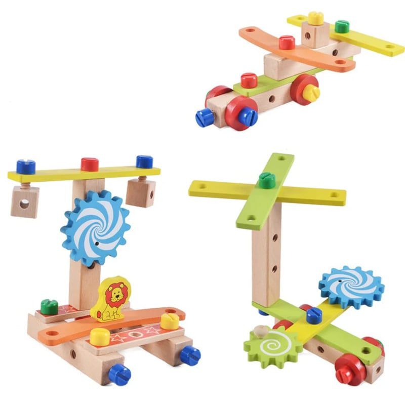 SILLA INFANTIL MONTESSORI MADERA CON TORNILLOS MULTICOLOR - 1