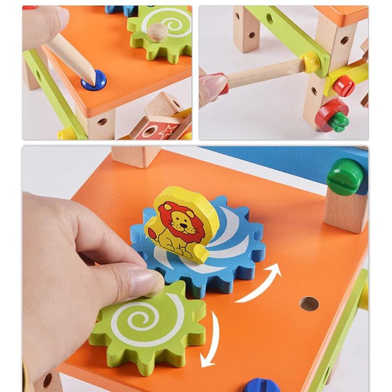 SILLA INFANTIL MONTESSORI MADERA CON TORNILLOS MULTICOLOR - 3