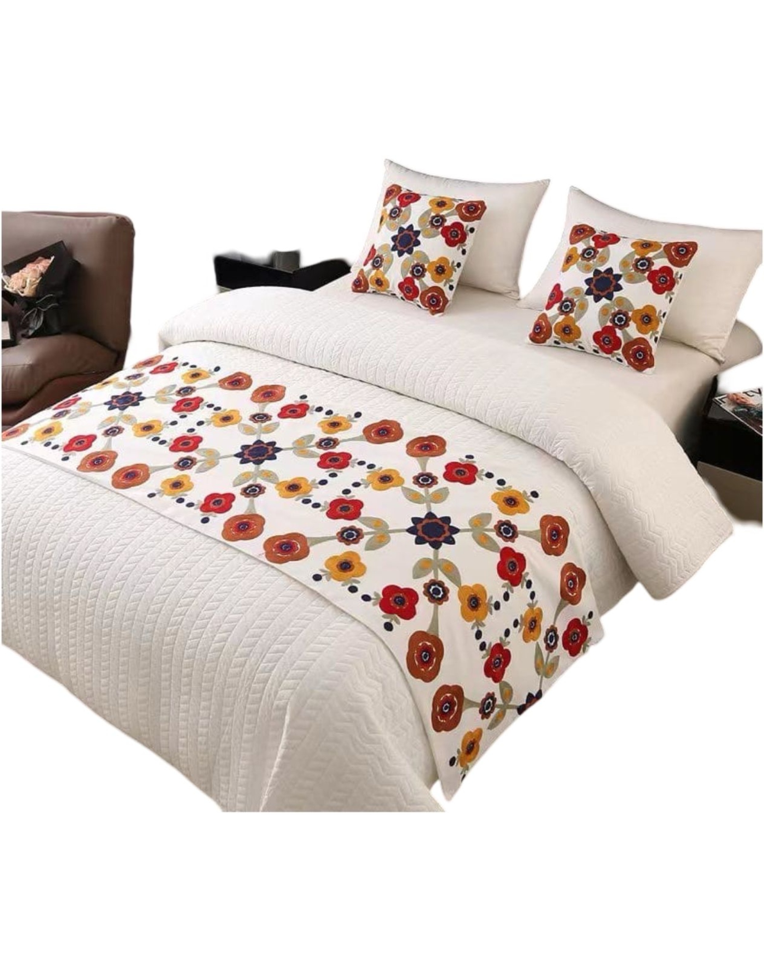 PIECERA BORDADA CAMA SIN FUNDAS COJÍN D10 MULTICOLOR - 1