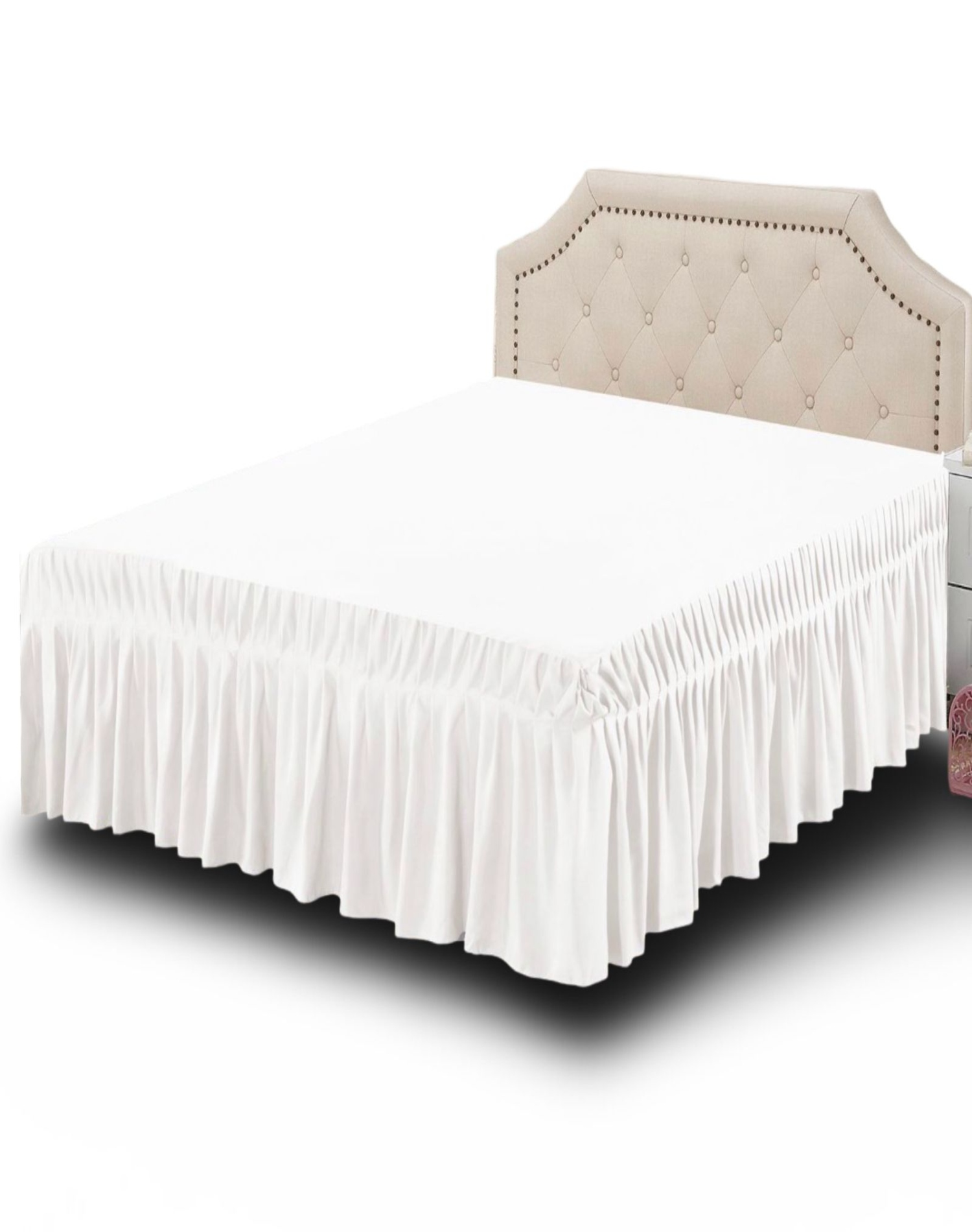FALDÓN CAMA BLANCO 150X200 ELEGANTE Y RESISTENTE B6 - 2