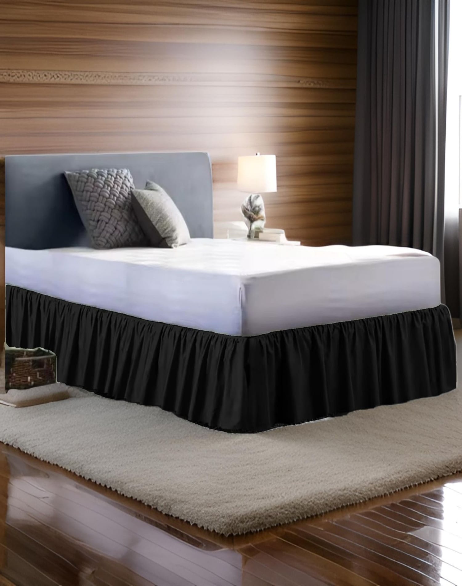 FALDÓN CAMA NEGRO 105 X 200 ELEGANTE Y RESISTENTE A7 - 3