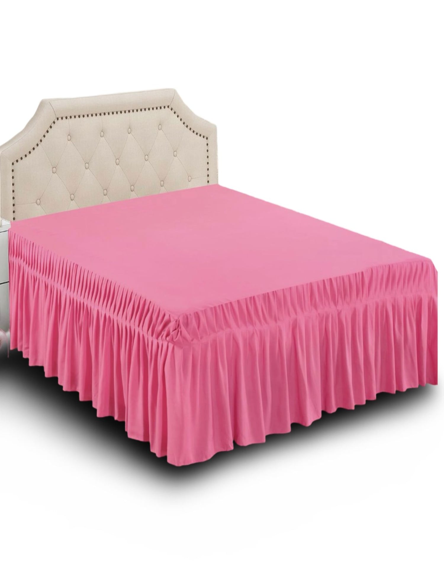 FALDÓN CAMA ROSADO 180X200 ELEGANTE Y RESISTENTE C5 - 1