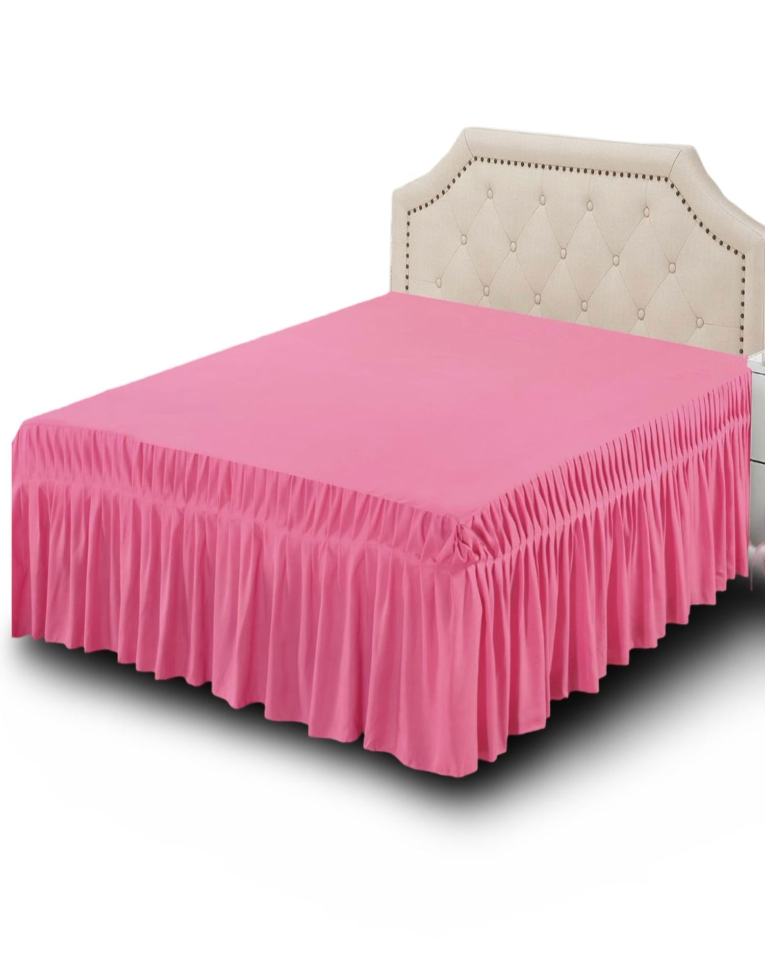 FALDÓN CAMA ROSADO 180X200 ELEGANTE Y RESISTENTE C5 - 2