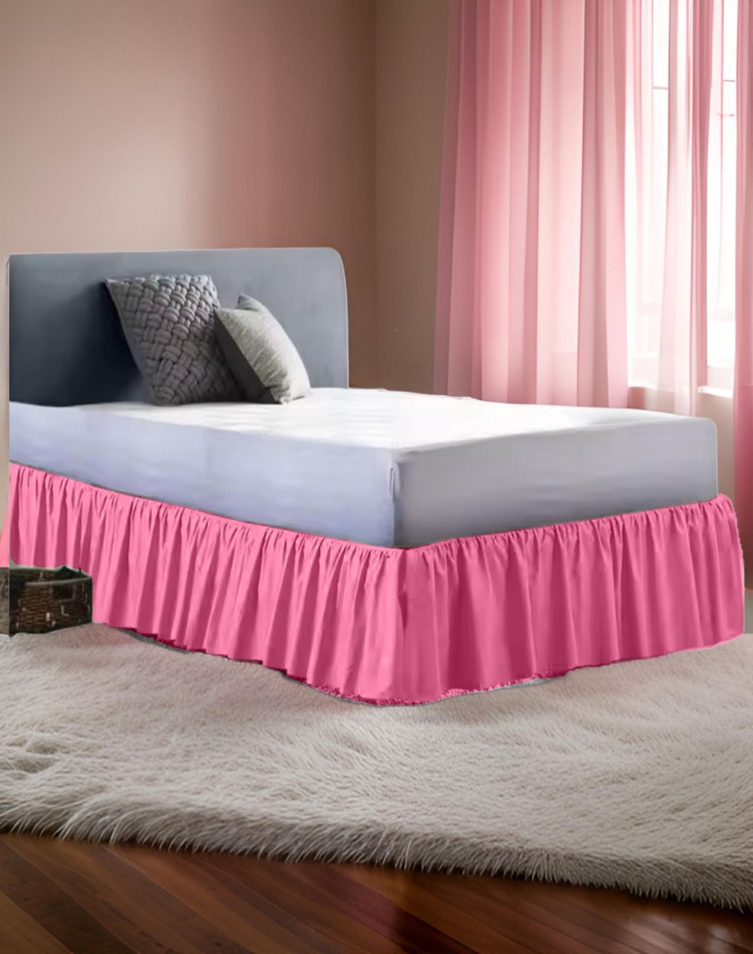 FALDÓN CAMA ROSADO 180X200 ELEGANTE Y RESISTENTE C5 - 3