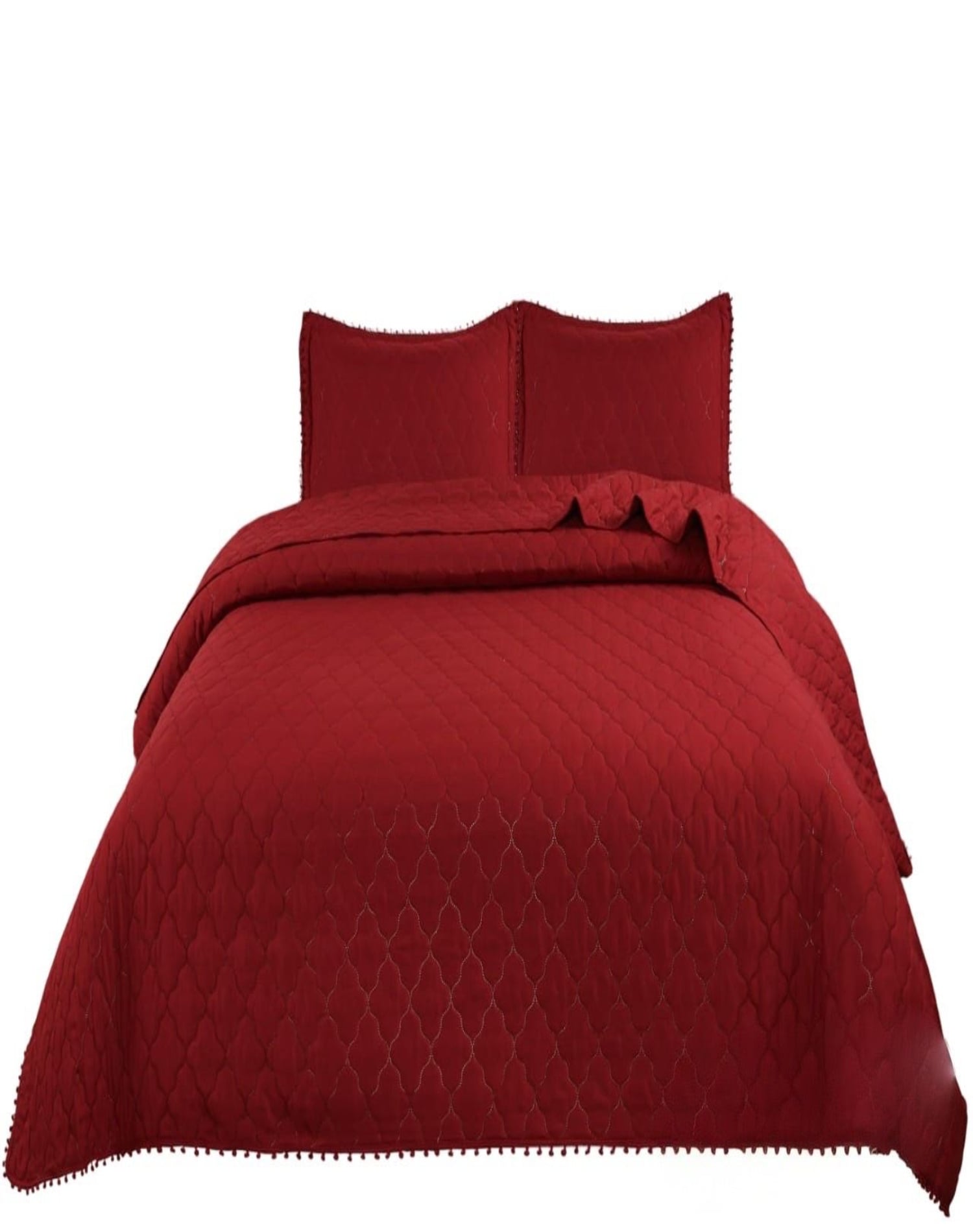 CUBRECAMA BURDEO QUILT 2 PLAZAS CON POMPONES C10 - 1