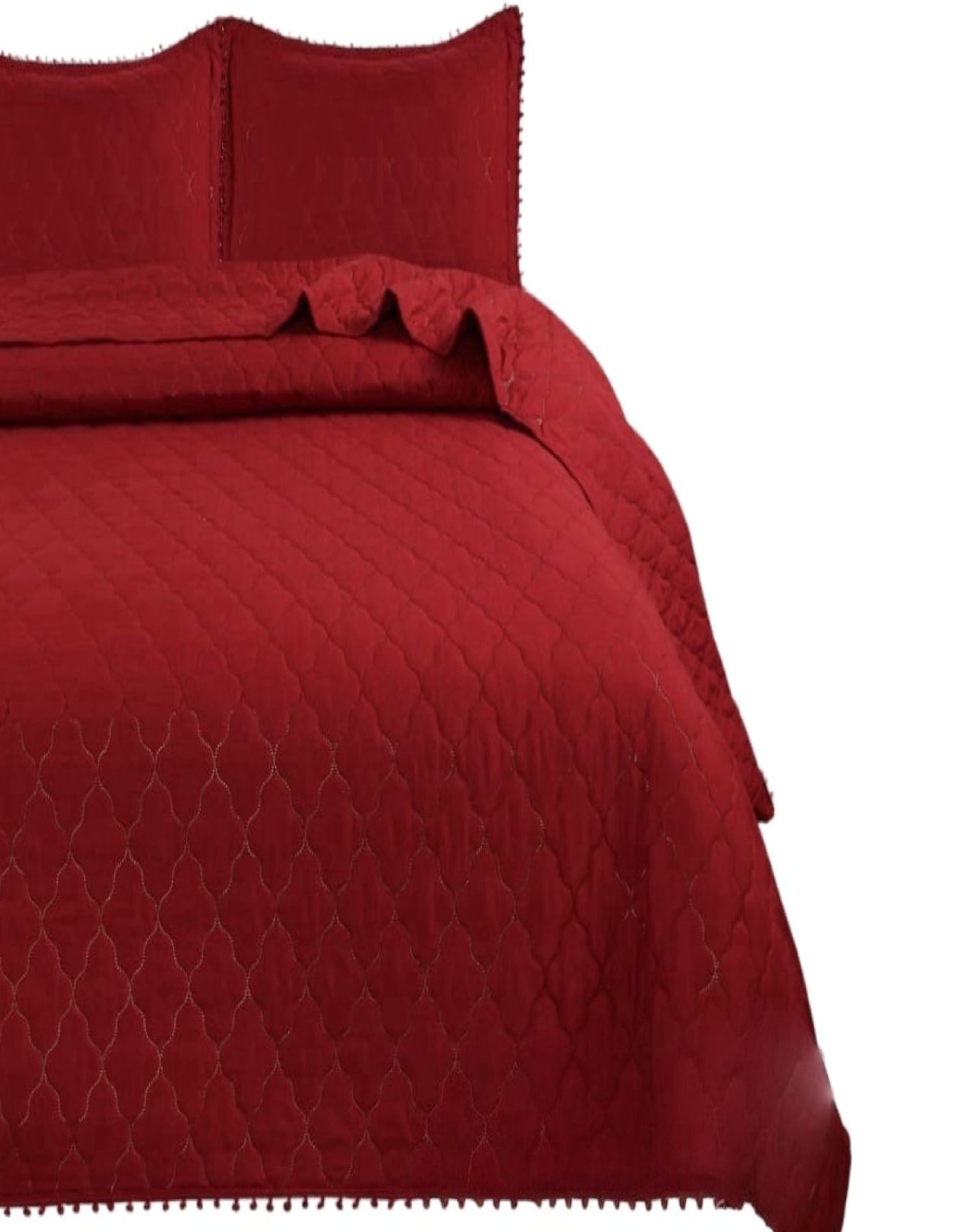 CUBRECAMA BURDEO QUILT 2 PLAZAS CON POMPONES C10 - 2