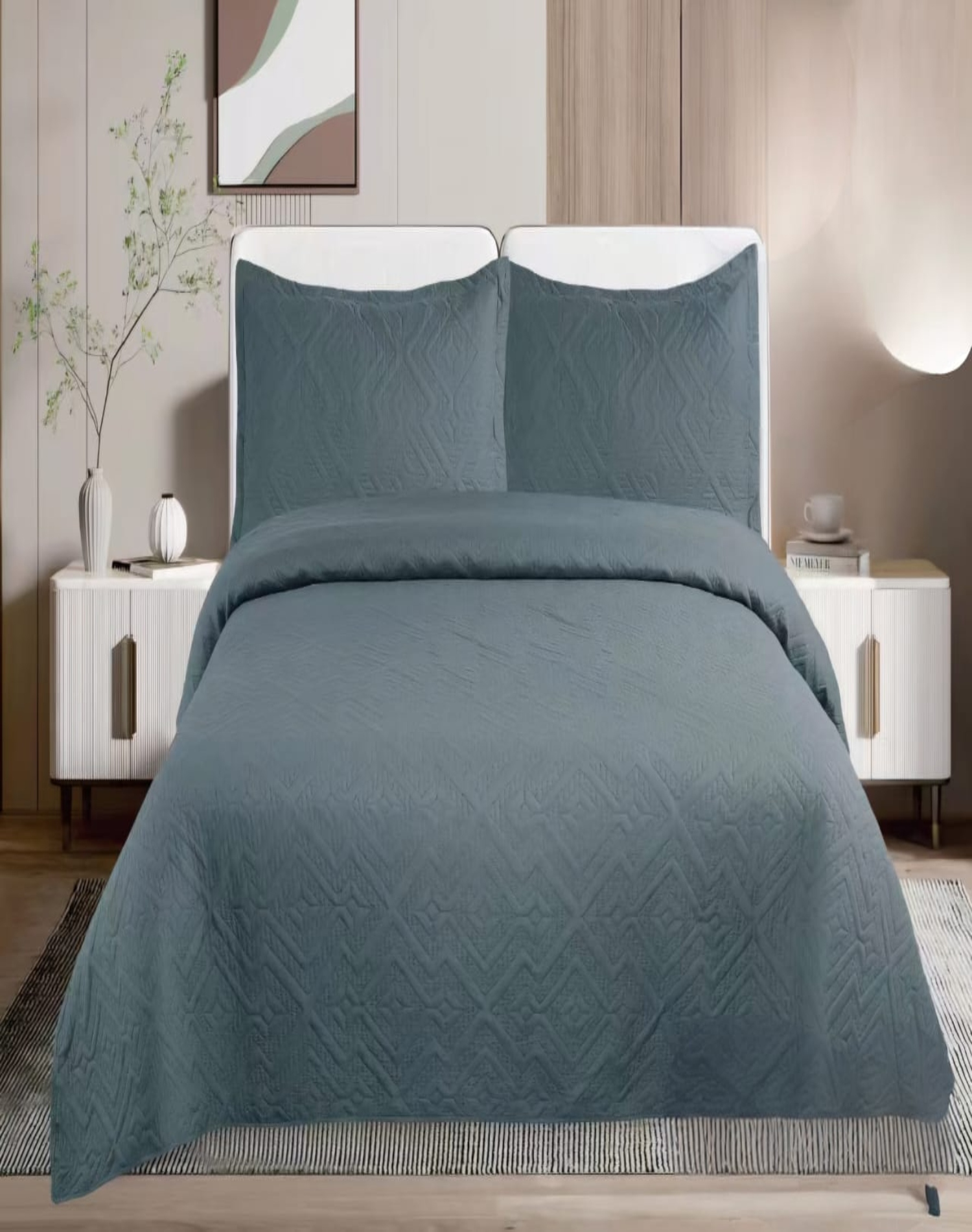 CUBRECAMA 2 PLAZAS GRIS QUILT VERANO LIGERO E5 - 3