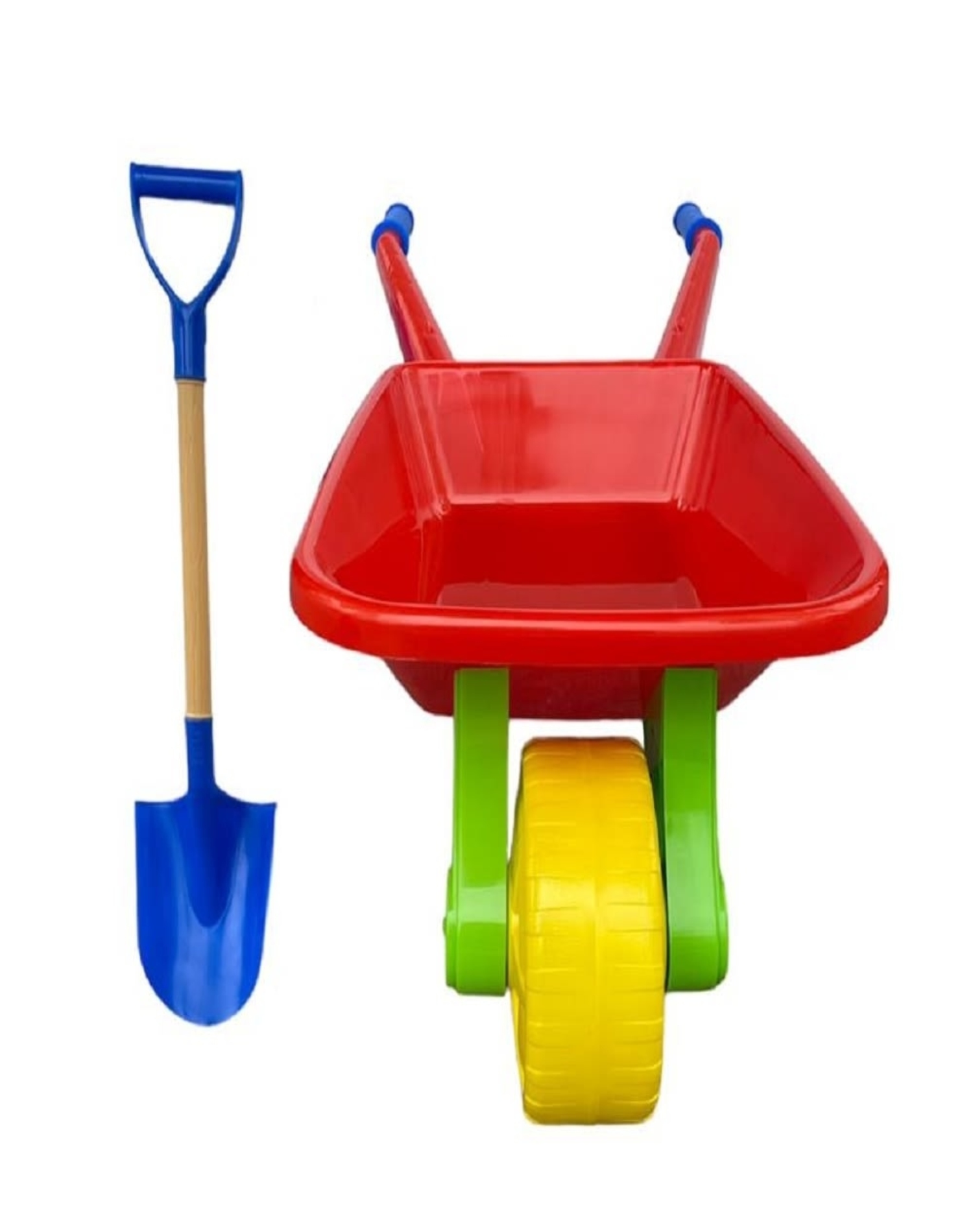 Carretilla Infantil De Metal Con Rueda Todoterreno Y Asa Antideslizante, En Verde Y Amarillo, Capacidad 15 Kg, Para Niños De 3 Años En Adelante, Ideal Para Jardín Y Playa