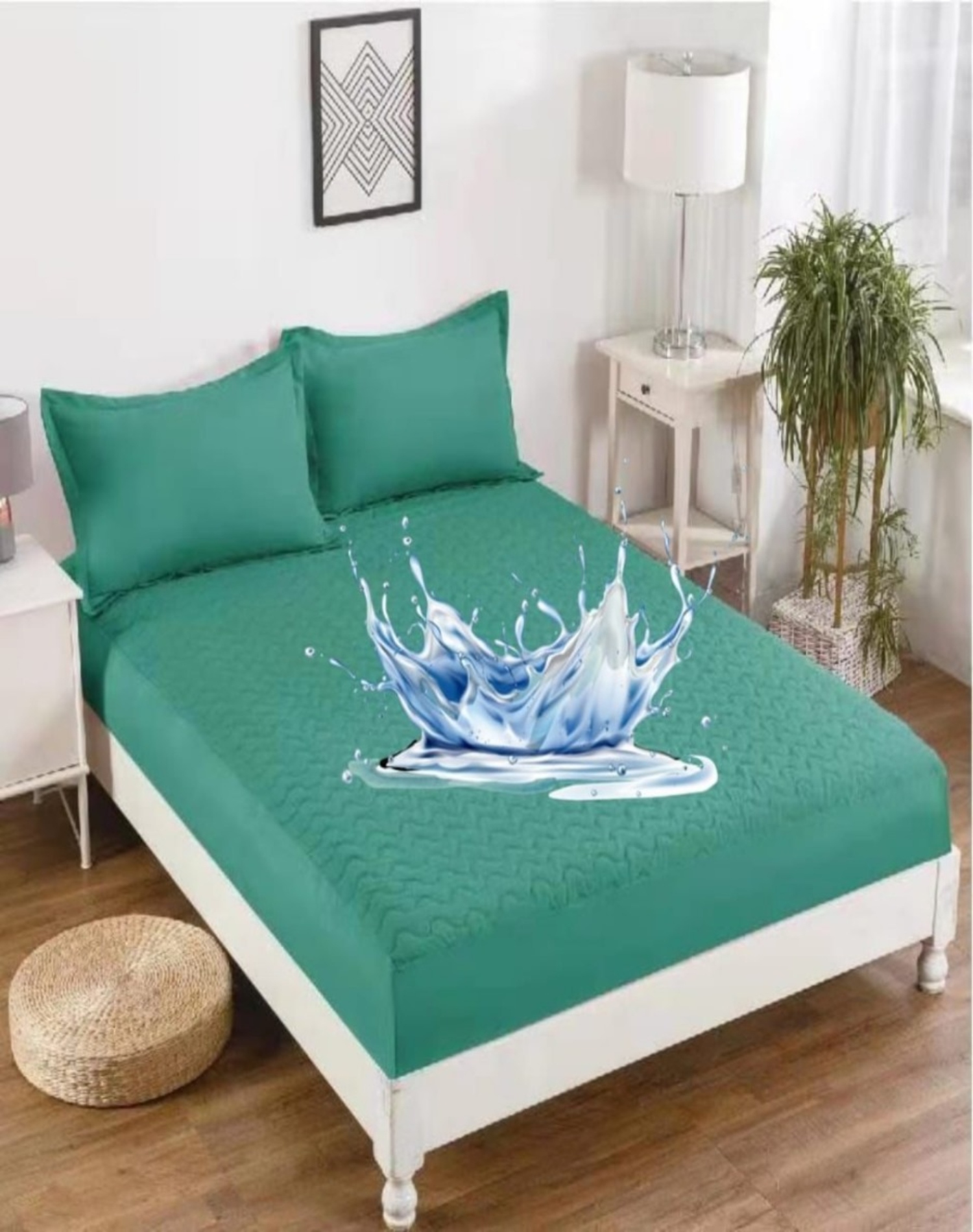 CUBRECOLCHÓN VERDE PROTECTOR COLCHÓN SUPER KING IMPERMEABLE 200X200 2N3 - 3