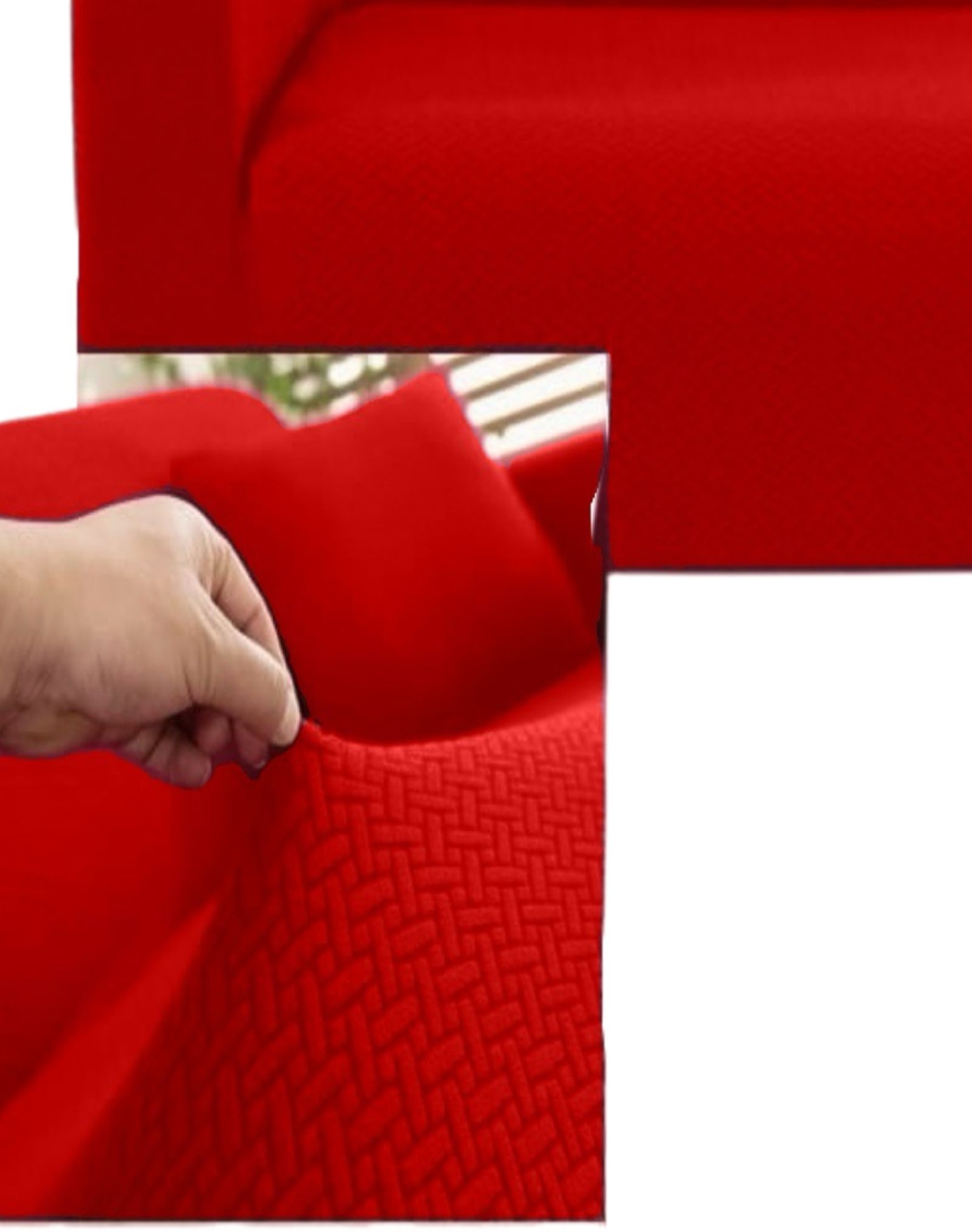 FUNDA SOFÁ 3 CUERPOS TEXTURIZADA AJUSTABLE 5N6 ROJO - 2