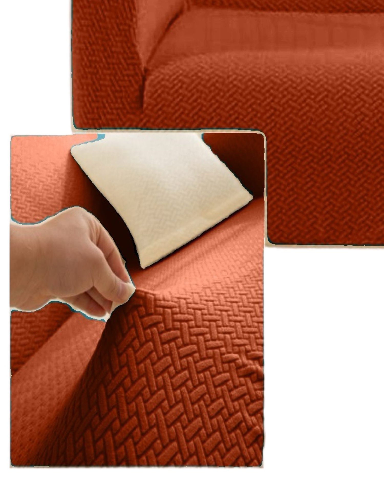 FUNDA SOFÁ 3 CUERPOS TEXTURIZADA AJUSTABLE 5N2 TERRACOTA - 2