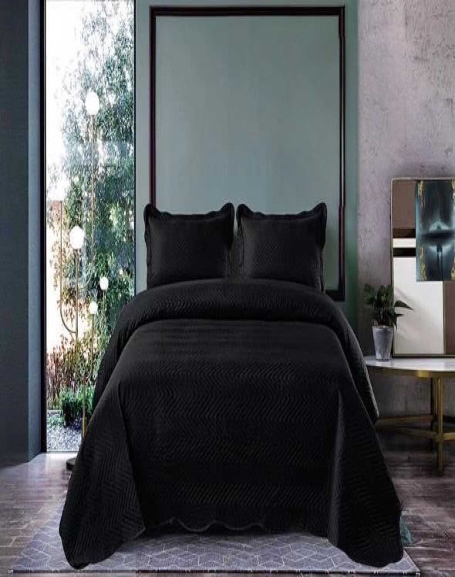 CUBRECAMA NEGRO QUILT PLAZA Y MEDIA VERANO 11N03 - 3