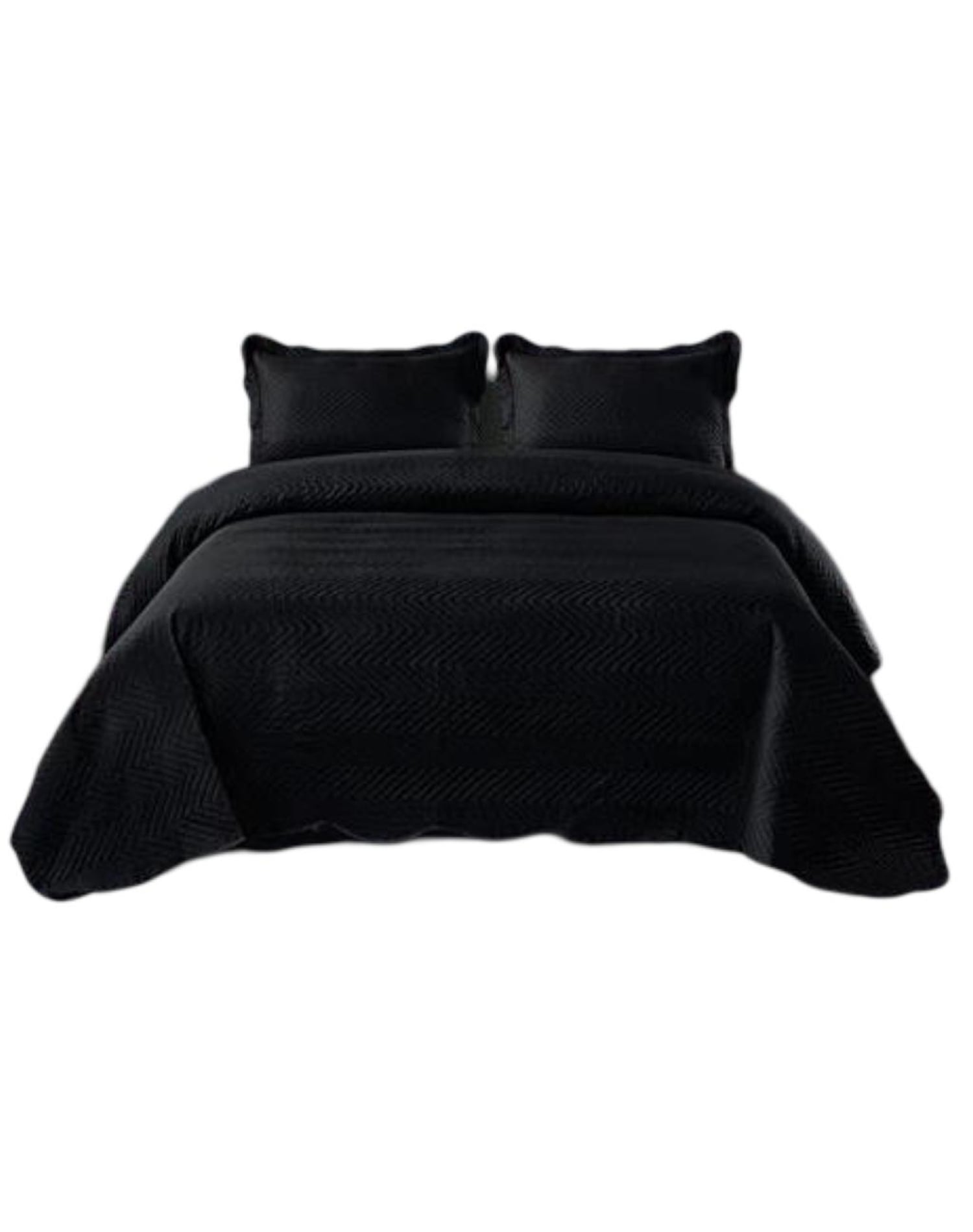 CUBRECAMA NEGRO QUILT 2 PLAZAS+2 FUNDAS VERANO 13N05 - 1