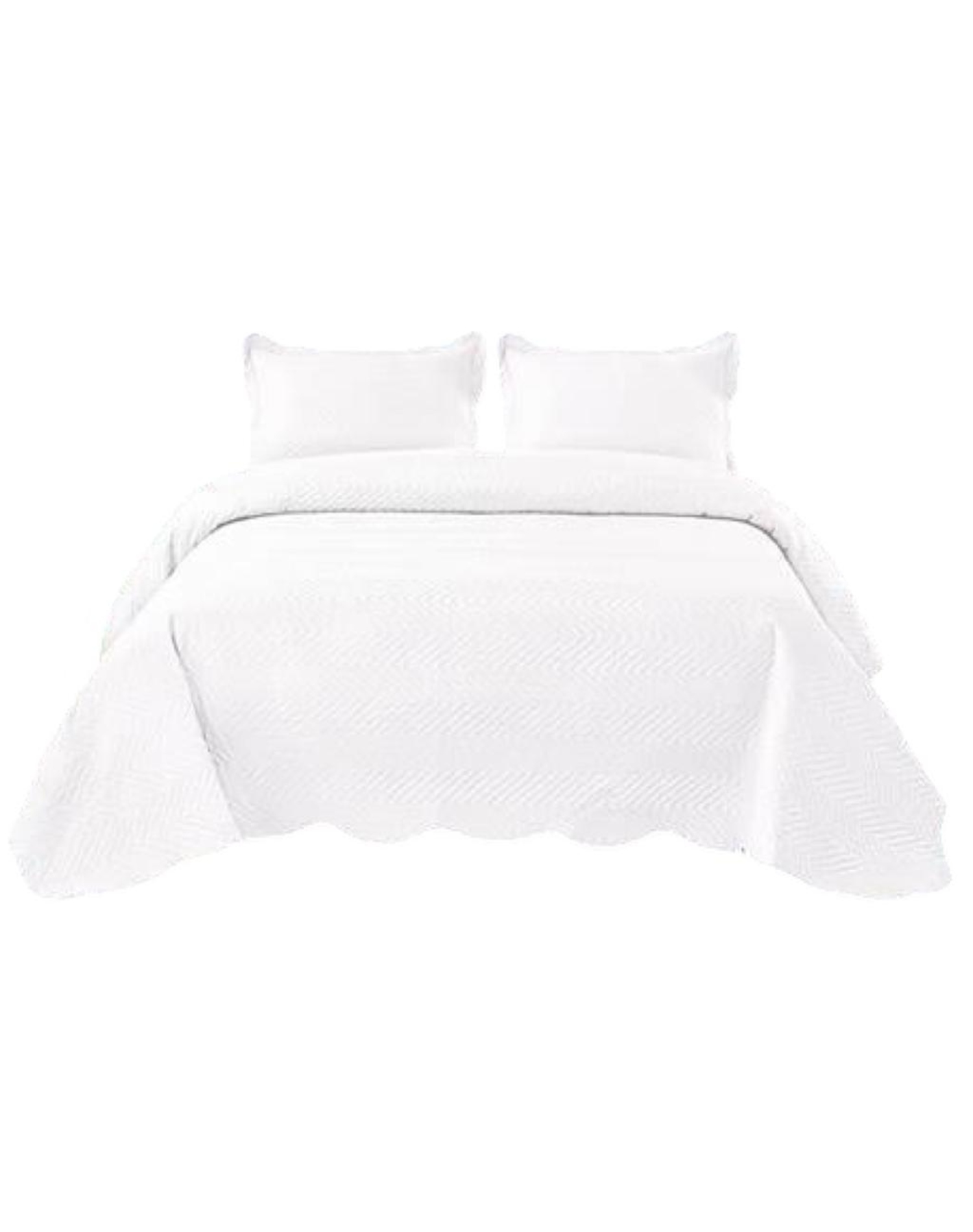 CUBRECAMA BLANCO QUILT 2 PLAZAS+2 FUNDAS VERANO UNICOLOR 13N02 - 1