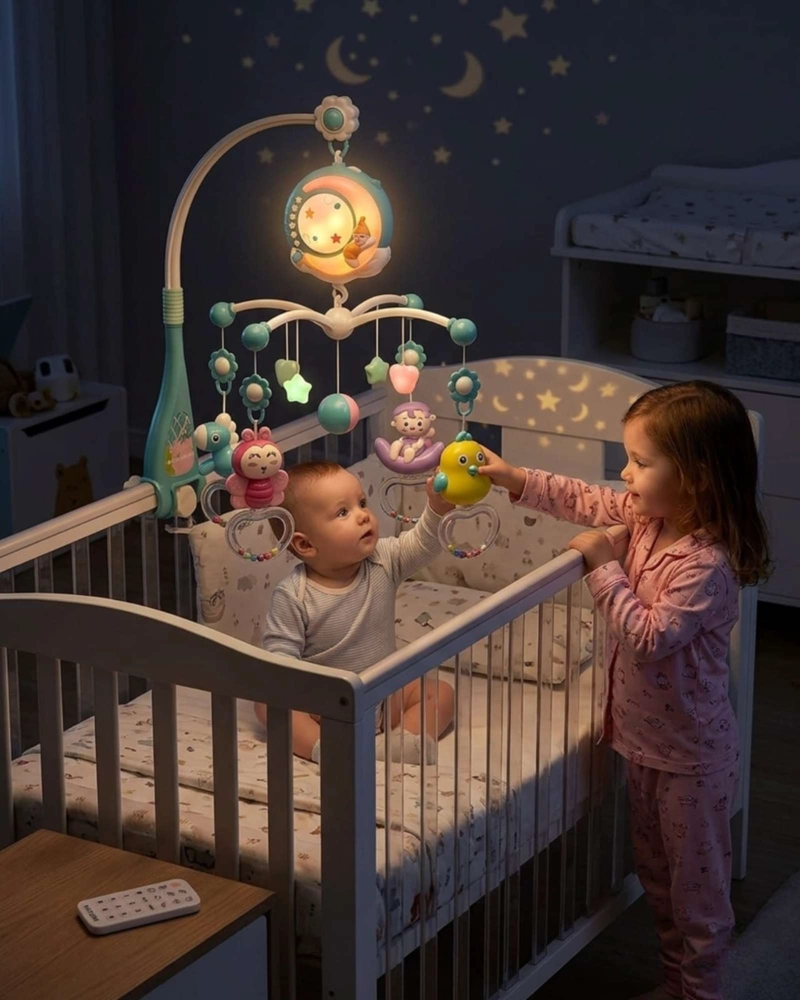 MÓVIL MUSICAL CUNA BEBÉ CON CONTROL Y LUZ 21N11 AZUL - 4