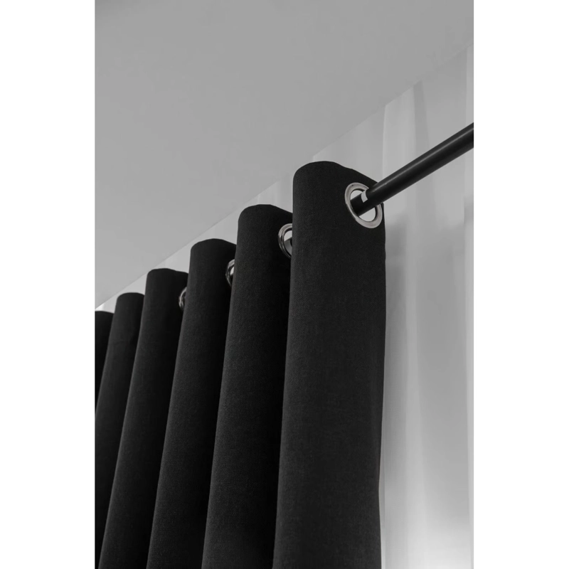 SET CORTINAS  2 PAÑOS ENGOMADAS TEXTURIZADA 140X220 NEGRA - 3