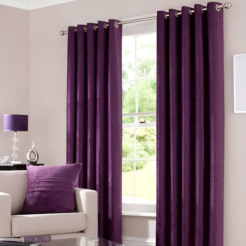 SET CORTINAS  2 PAÑOS ENGOMADAS TEXTURIZADA 140X220 MORADO - 3