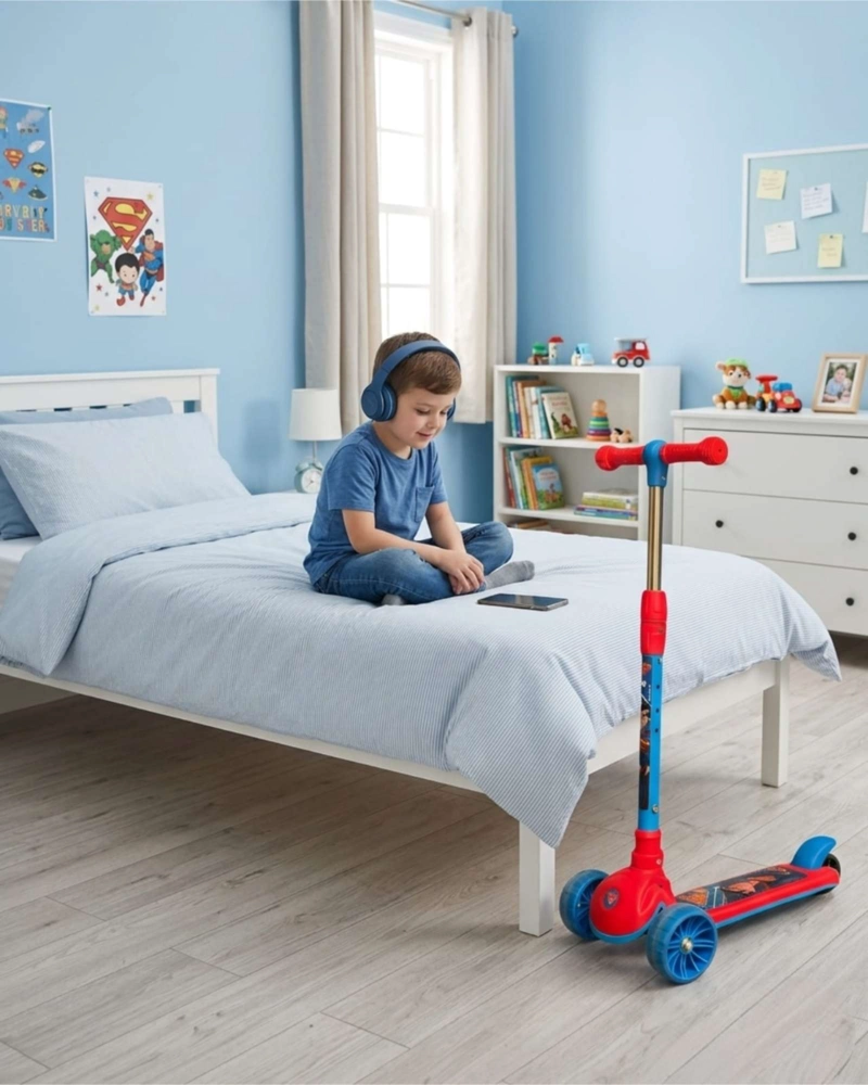 SCOOTER INFANTIL AJUSTABLE CON 3 RUEDAS DE LUCES LED AZUL - 1