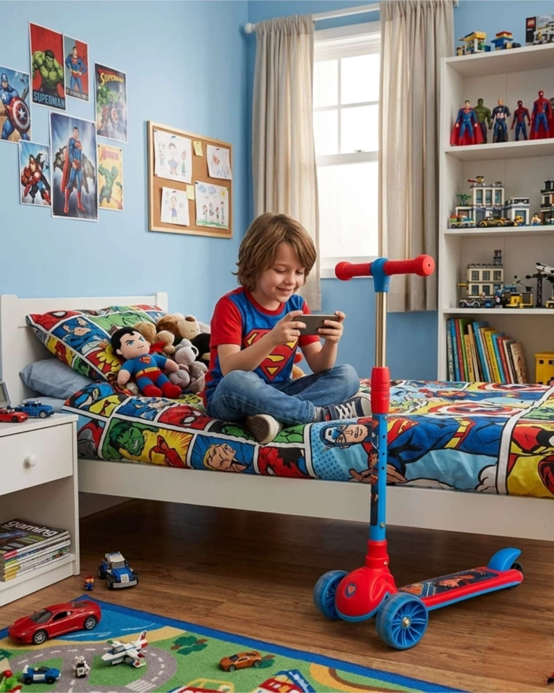 SCOOTER INFANTIL AJUSTABLE CON 3 RUEDAS DE LUCES LED AZUL - 2