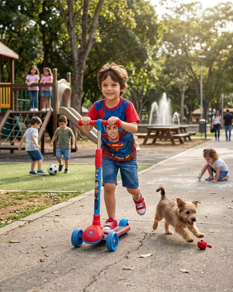 SCOOTER INFANTIL AJUSTABLE CON 3 RUEDAS DE LUCES LED AZUL - 4