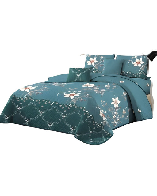 CUBRECAMA MULTICOLOR QUILT MAS JUEGO SABANAS PLAZA Y MEDIA - 2
