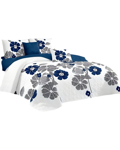 CUBRECAMA MULTICOLOR QUILT MAS JUEGO SABANAS PLAZA Y MEDIA - 1