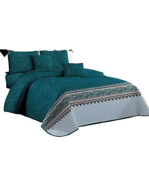 CUBRECAMA MULTICOLOR QUILT MAS JUEGO SABANAS PLAZA Y MEDIA - 1