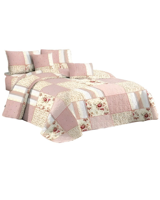CUBRECAMA MULTICOLOR QUILT MAS JUEGO SABANAS PLAZA Y MEDIA - 1