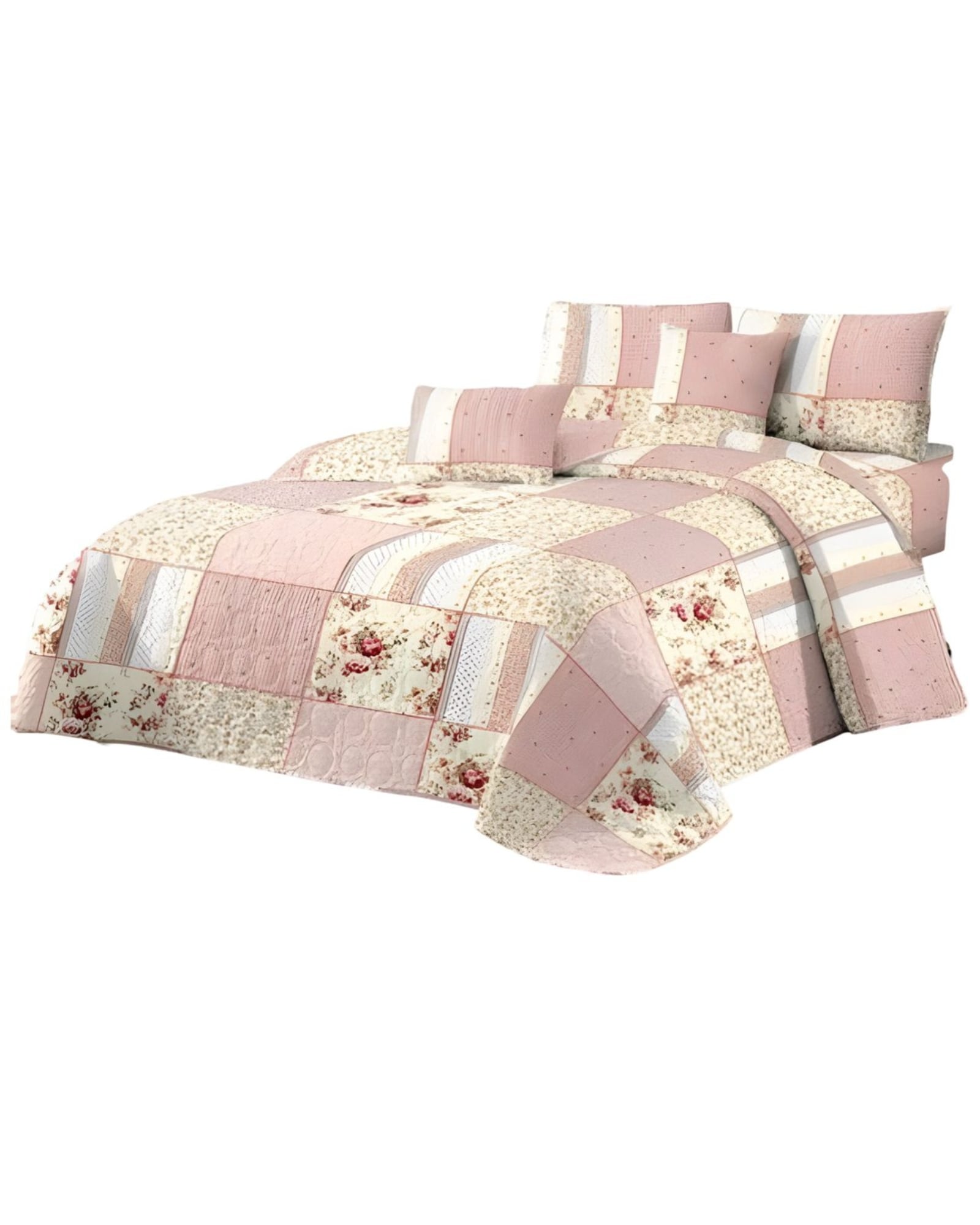 CUBRECAMA MULTICOLOR QUILT MAS JUEGO SABANAS PLAZA Y MEDIA - 2