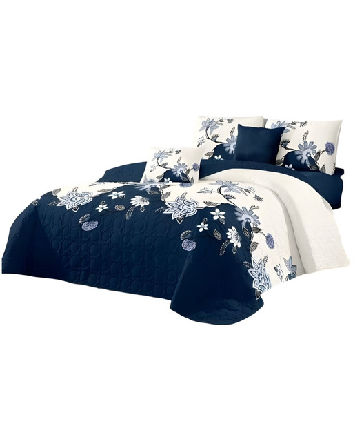 CUBRECAMA MULTICOLOR QUILT MAS JUEGO SABANAS PLAZA Y MEDIA - 2
