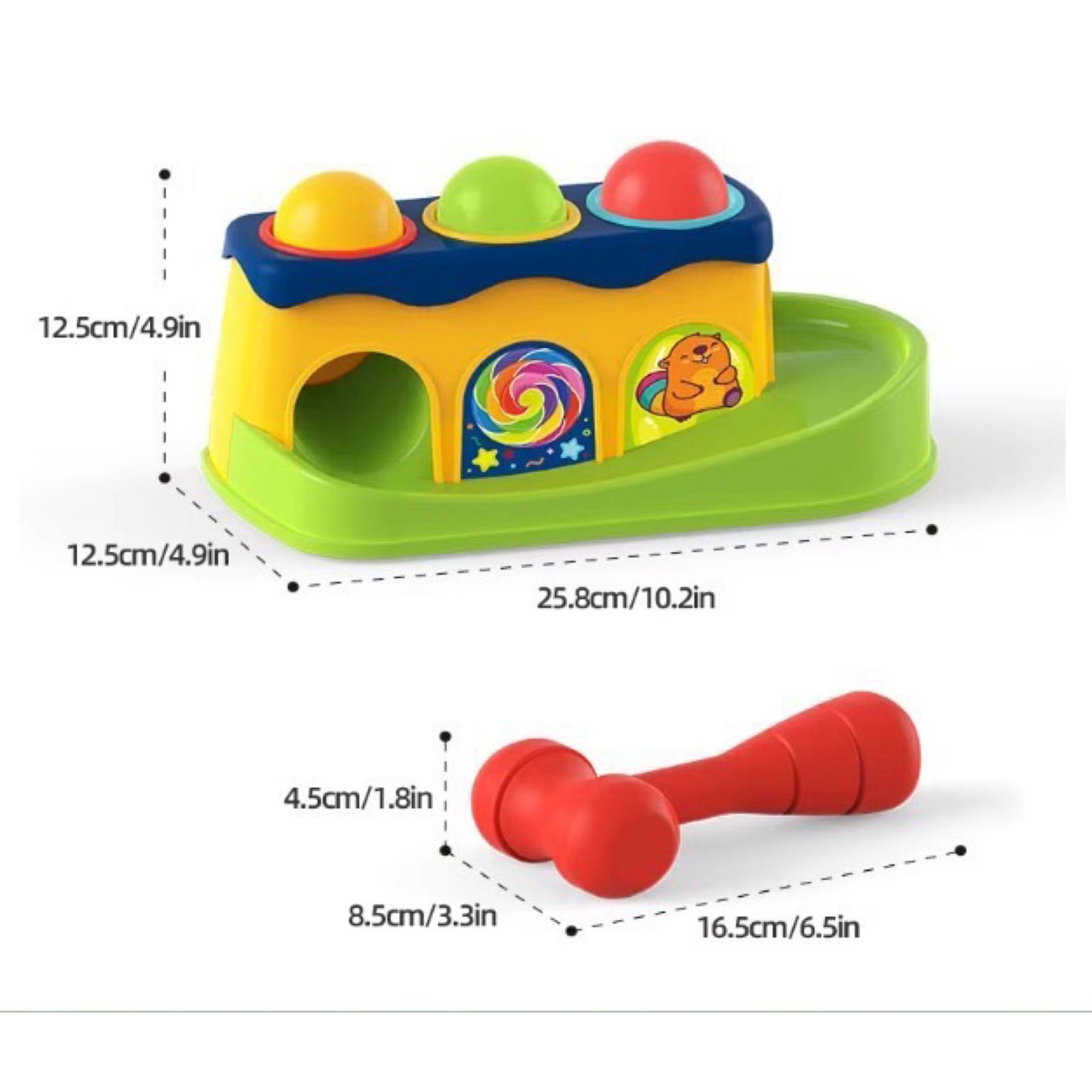 JUGUETE INTERACTIVO GOLPEA LA PELOTA MULTICOLOR - 4