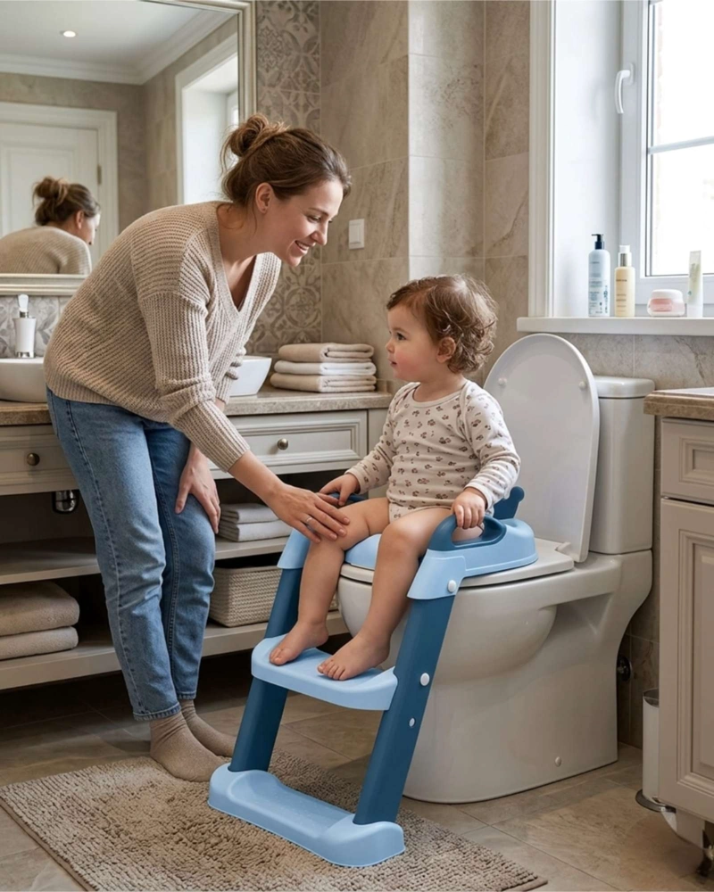ESCALERA ASIENTO ADAPTADOR BAÑO PELELA NIÑOS AZUL - 5